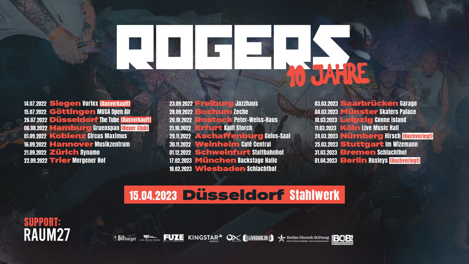 Rogers aktualisierte Tourdaten Tour 2022/23