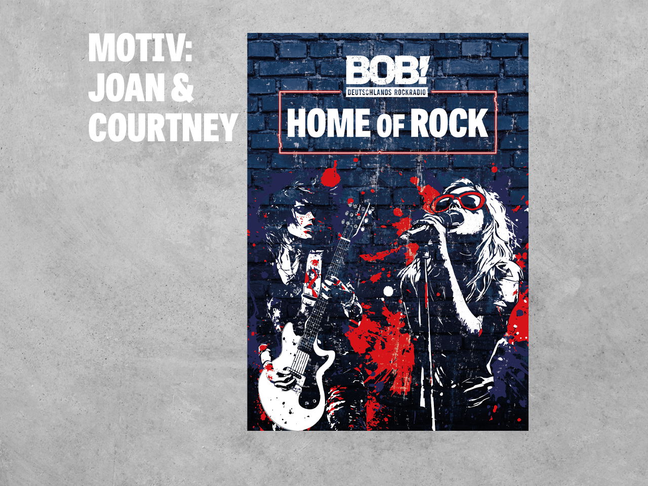 Home of Rock Plakat mit Zeichnung von Joan Jett und Courtney Love