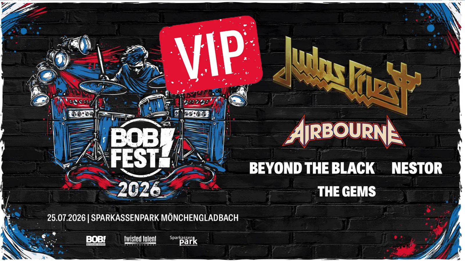 BOBfest 2026 Plakatgrafik mit allen Bands und einem VIP Banner
