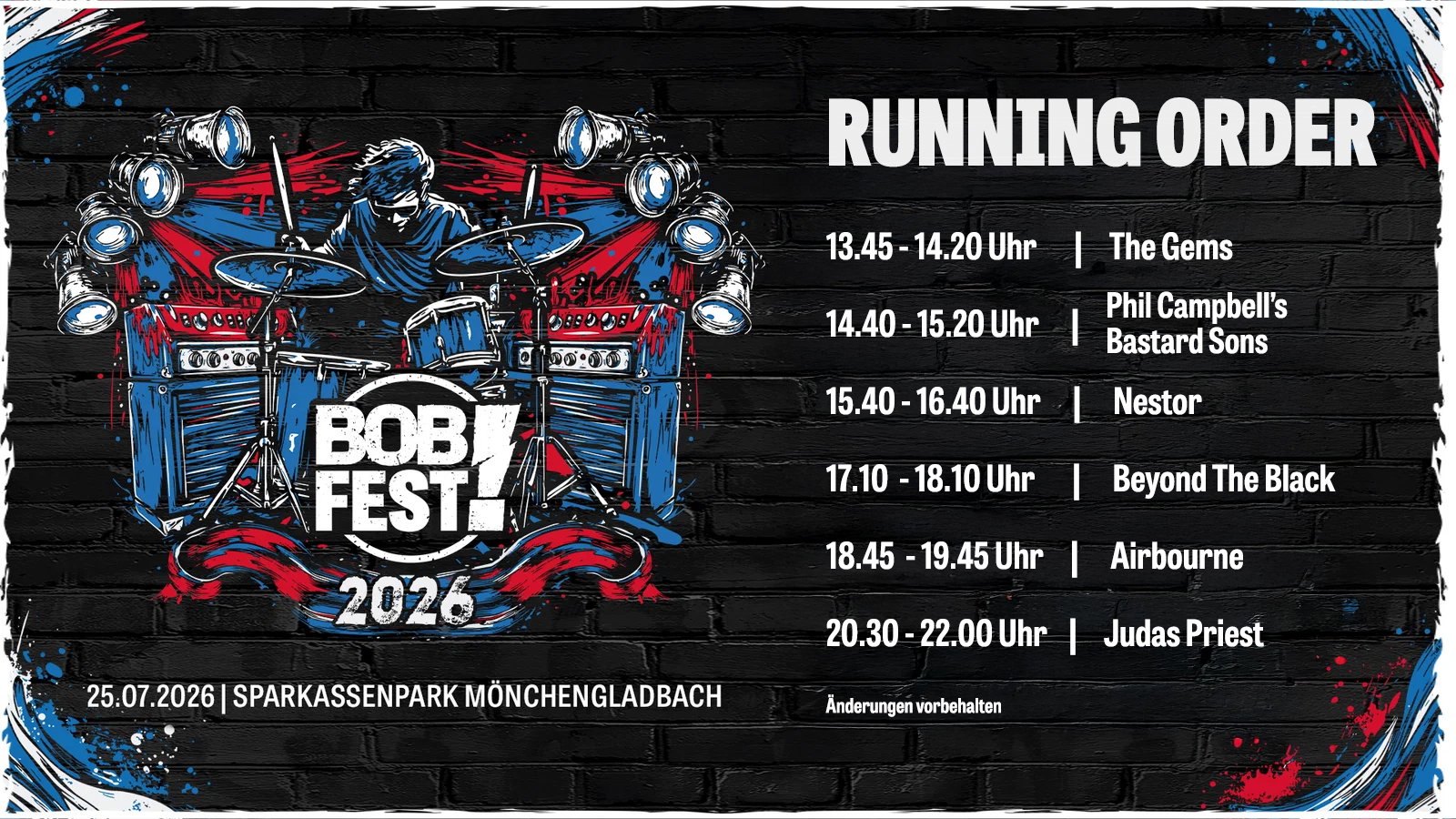 BOBfest 2026: Running-Order